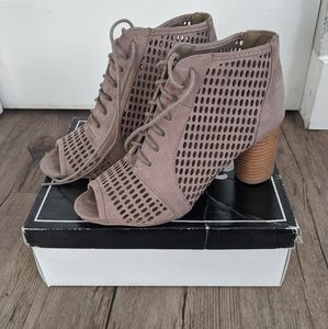 Lace up open toe bootie